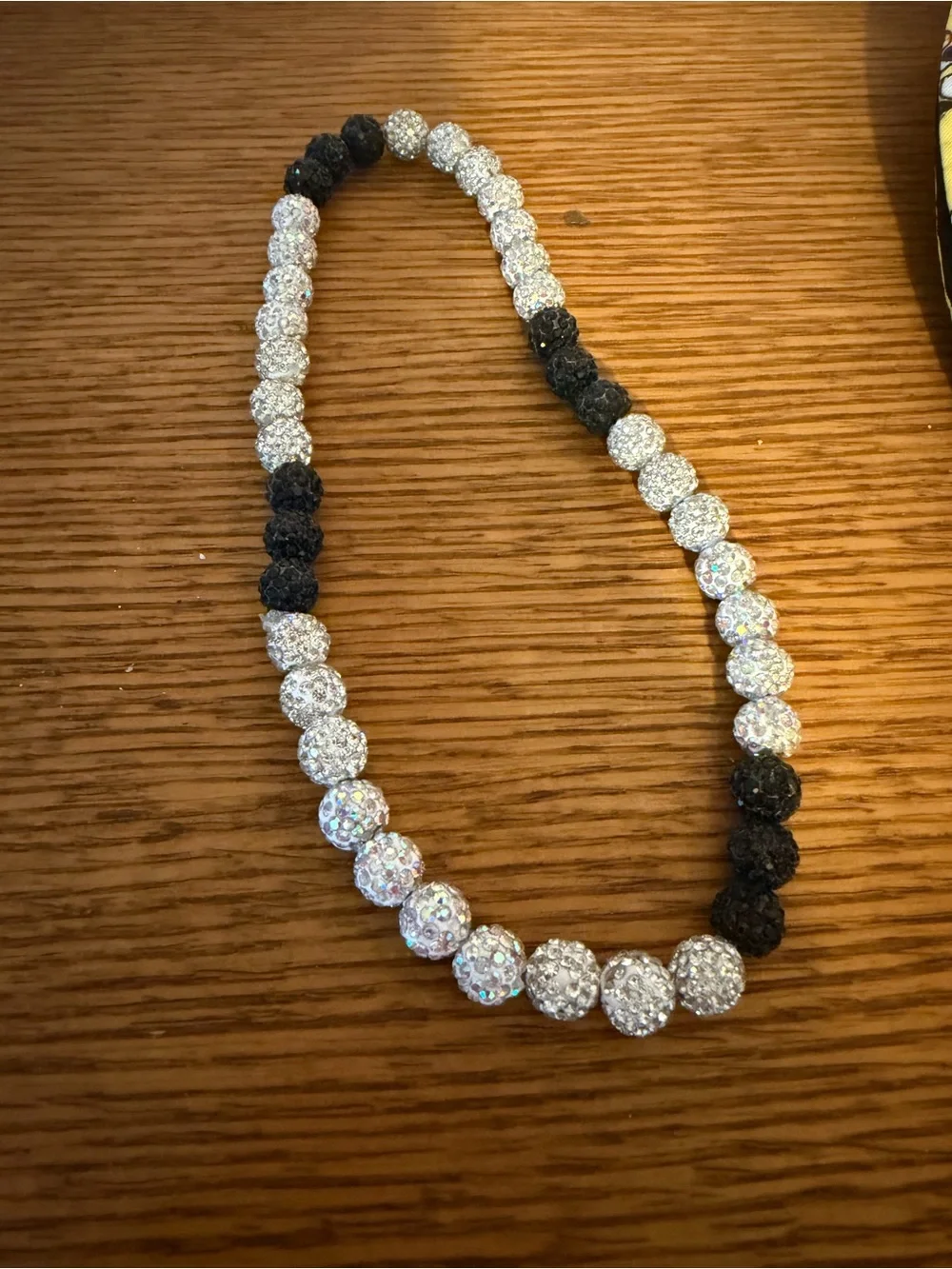 16” Kids Black and Silver Crystal Bead baseball Necklace - Unbranded
